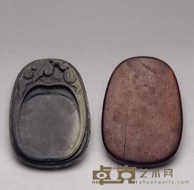 清 瓜果纹端砚 15×10.5×1.5cm